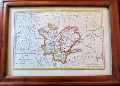 null «Carte de la Bourgogne et de la Franche -Comté»
1763, encadrée.
35,5 x 49 c...