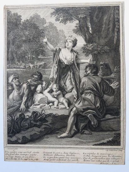 null Scotin Jean-Baptiste (graveur 1671-1716), 
«Scène bucolique», 
Gravure à l’eau...