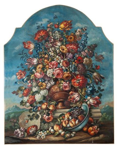 null Dans le goût du XVIIIe siècle
Nature morte aux fleurs.
Huile sur toile.
160...