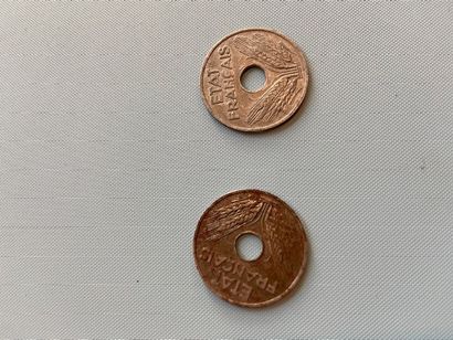null Etat Français (1940-1944), Lot de 2 pièces de 20 Centimes 1944.