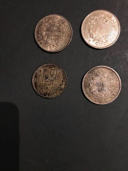 null Lot de pièces en argent comprenant deux pièces de 10 francs (1966 et 1965),...