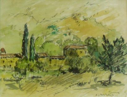 null A. WILDER (1871-1965)
Mas en Provence
Dessin aquarellé
23 x 31 cm