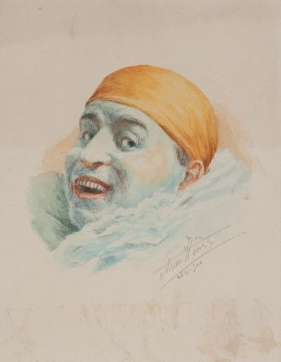 null Armand HENRION (1875-1958)
Autoportrait en clown
Lithographie signée et numérotée...