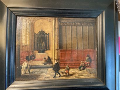 null Pieter NEEF le JEUNE

(1620-1675)

Intérieur d’église avec des personnages assistant...