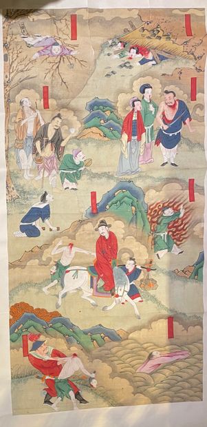 null 
Deux peintures sur soie, représentant des immortels. Chine, XVIIIe siècle

145...