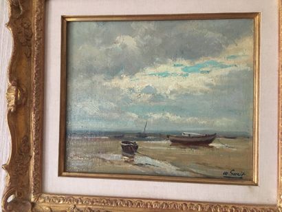 null Louis Marius GUEIT (1877-1956) 

Barques à marée basse. 

Huile sur panneau...
