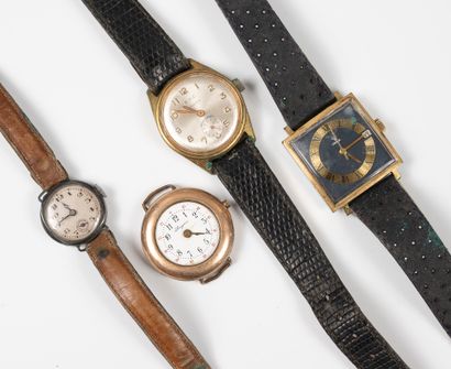 null Lot de trois montres en acier et métal doré comprenant : une Yema, une montre...