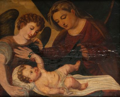 null 
Ecole VENITIENNE du XVIe siècle

Le Christ enfant entouré de Marie et d'un...
