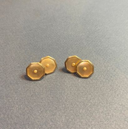 Pair of gold cufflinks 750°/°° punctuated...