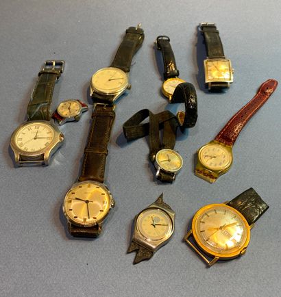 null Lot de montres quartz comprenant , swatch, kelton , Pion, et une montre signée...