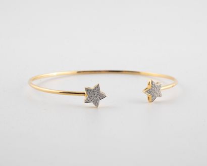 Bracelet jonc en or 750°/°° à motif d'étoiles...