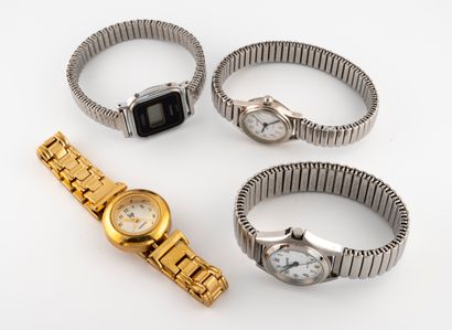 Lot of four ladies' wrist watches in steel...