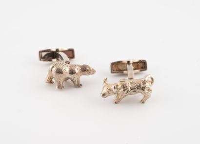 null THE NINES PARIS
Pair of silver cufflinks 925 °/°° with chiseled animals.
Signed
Weight...