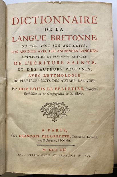 null LE PELLETIER (Louis). Dictionnaire de la langue bretonne, où l'on voit son
antiquité,...