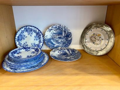 null LUNEVILLE and miscellaneous. 
Set of plates and dishes with floral, bird and...