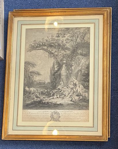 null after Boucher. 
"The charms of country life"
Black print 18th century
view:...