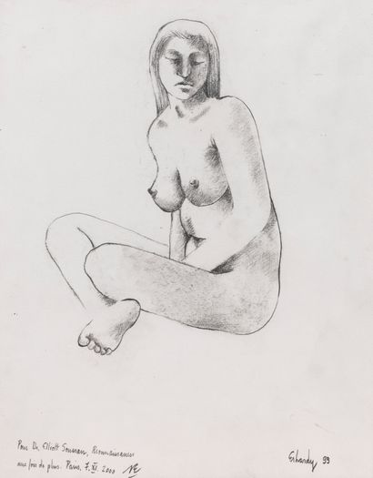 null 39+40 - Joseph ERHARDY (Born 1928)
Seated nude. 
Pencil on paper, signed and...
