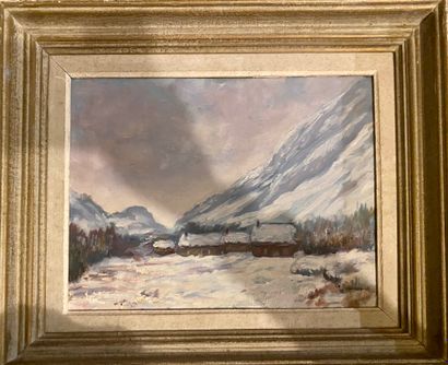 null Modern school
Snowy landscape
Oil on canvas, mounted on cardboard
27 x 35 c...