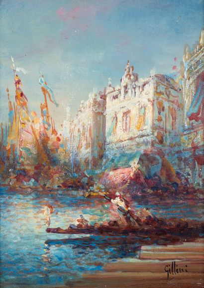 null P. GILLINI
Venice
Oil on panel signed lower right 
22 x 16 cm.