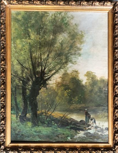 null 19th century school
Personnages en bord de rivière
Oil on canvas
Sight: 61 x...