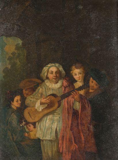 null French school of the 19th century.
Country entertainment.
Oil on canvas mounted...
