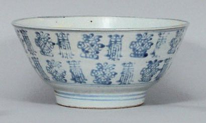 null COUPE en porcelaine, décor en camaïeu de bleu Chine, XVIIe siècle. Diam.: 25...