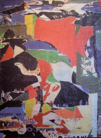 Jacques de la VILLEGLÉ (1926) Hommage à Braque, 2007. Sérigraphie, affiches lacérées...