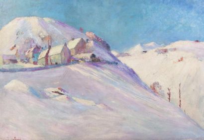 Wlodzimierz TERLIKOWSKI (1873-1951) Montagnes enneigées. Huile sur toile. Signée...