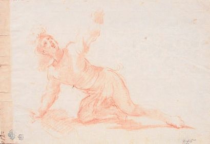 Ecole italienne du XVIIe siècle Recto: étude de personnage casqué à terre (pour la...