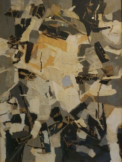 Andrée RENAUD (XX) Collage. Signé en bas à gauche et daté 1960 59 x 44,5 cm