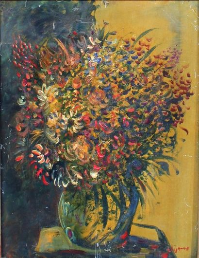 Sylvain VIGNY (1902-1970) Bouquet de fleurs

Huile sur carton, signée en bas à droite

64...