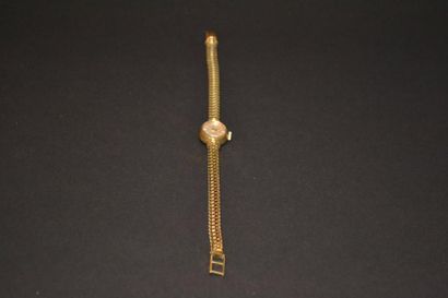 null Bracelet montre de dame en or 750°/°°, boitier rond, bracelet maille vénitienne...