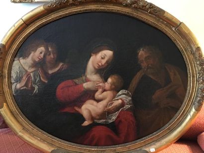 null Ecole française vers 1640

Sainte Famille entourée de deux anges 

Huile sur...