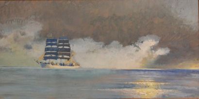 null Albert BRENET (1903-2005) nommé peintre de la Marine en 1936

Trois mâts 

Gouache...