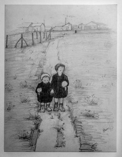 null Jospeh ROSSI (1892-1930) 

Deux enfants au bouquet de fleurs sur un chemin

Crayon...