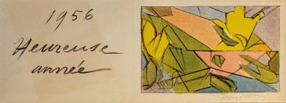null Jacques VILLON (1875-1963)

"Heureuse année 1956"

Carte de vœux

Lithographie...
