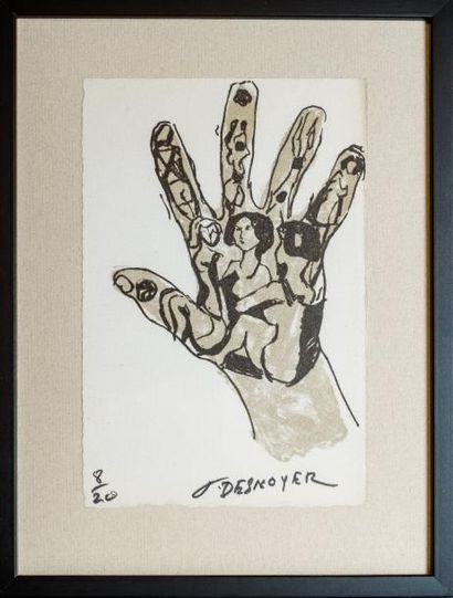 null François DESNOYER (1894-1972)

Main stylisée enfermant des décors de femmes

Lithographie...