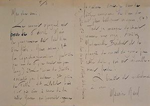 null Maurice RAVEL (Ciboure 1875-1937). Compositeur français.

Elève de Gabriel Fauré.

Lettre...