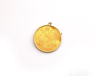 null Broche pendentif en or (750 millièmes) ornée d'un ducat 1915. Poids : 19,3 ...
