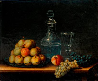 null Ecole française vers 1800

Nature morte à la coupe de poires, raisins, carafe...