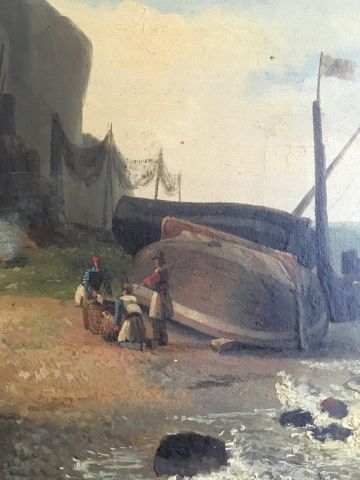 null Ecole française du XIXe
La jetée 
Huile sur toile
16,5 x 22 cm.
Accidents.