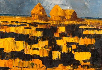 null Edouard JACQUENOUD (1926-1968) 
"Les blés brulés" 
Huile sur toile signée en...