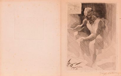 null Jacques VILLON (1875-1963)
Carte de vœux pliante, sur la première page une eau-forte...