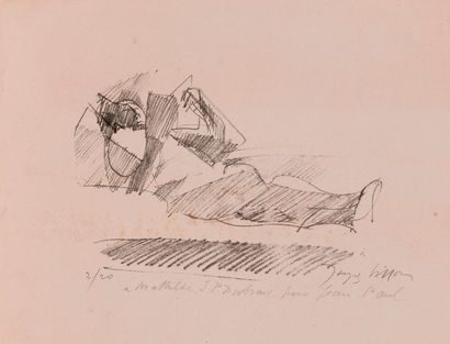 null Jacques VILLON (1875-1963)
Homme allongé lisant.
Lithographie numérotée 2/20...