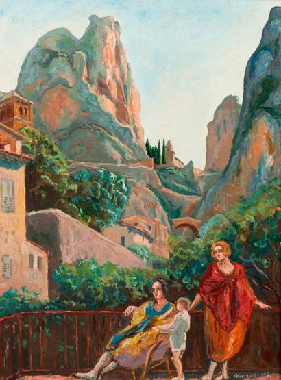 null Pierre-Paul GIRIEUD ( 1876-1948)
"Femmes au balcon".
Huile sur toile signée...