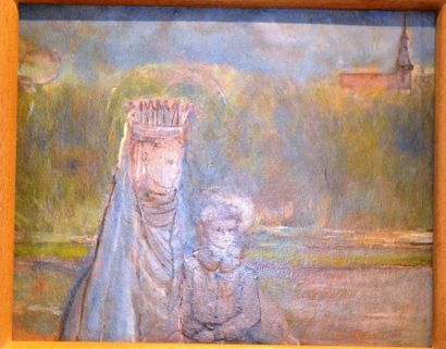 null Henri HERAUT (1894-1981)
Reine et son fils.
Huile sur carton.
33 x 40 cm.