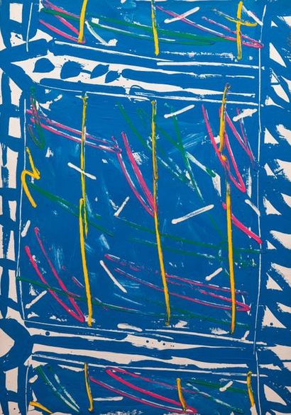 null Pierre CELICE (Né en 1932)
Composition bleue.
Huile sur toile signée en bas...