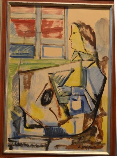 null Léopold REIGNER (1897-1981)
Femme au piano.
Huile sur toile marouflée signéé...