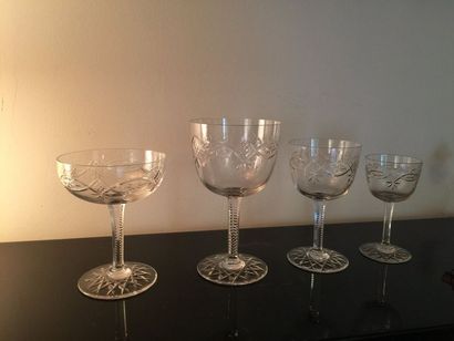 null BACCARAT
Partie de service de verres en cristal comprenant 9 verres à eau, 8...