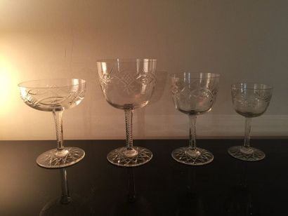 null BACCARAT
Partie de service de verres en cristal comprenant : 9 verres à eau,...
